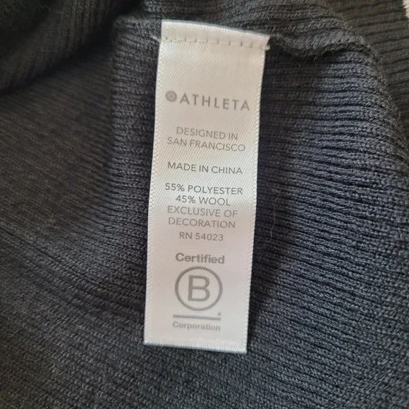 Athleta Table Rock Sweater Black Silver New NWT XS Merino Wool Thermolite Ribbed - Picture 8 of 9